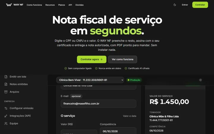 Página do WAY NF